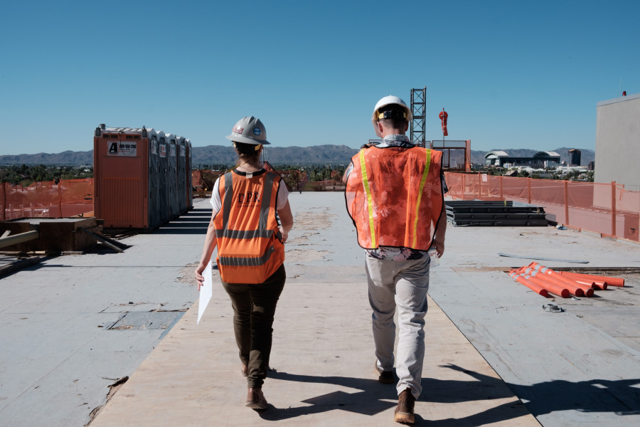 People walking jobsite